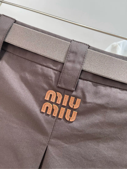 M 25 cocoa brown belt pleated skirt