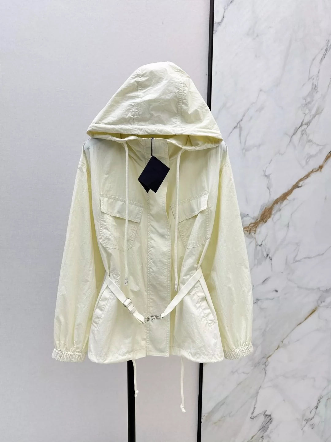 P 25 Spring/Summer New Trench Coat Hooded Belt Trench Coat + Half Skirt Set