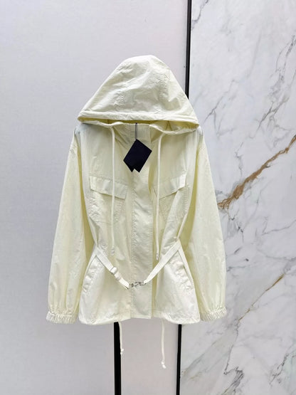 P 25 Spring/Summer New Trench Coat Hooded Belt Trench Coat + Half Skirt Set