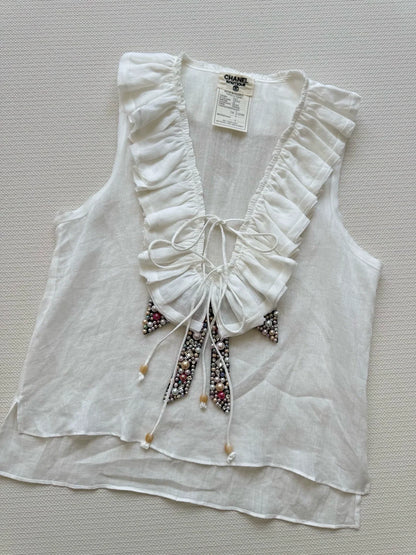 25 Summer new style second-hand heavy-duty beaded bow vest