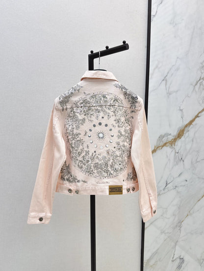 D 25Ss Early Fall New Back Print Denim Jacket（white green pink）