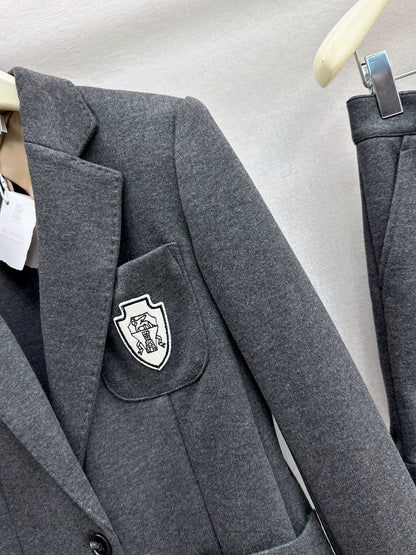 BRU 25fw Tennis Collection Badge-Decorated Blazer