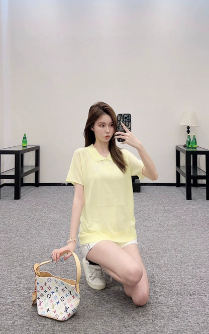 C 25 new loose lapel knitted short sleeves