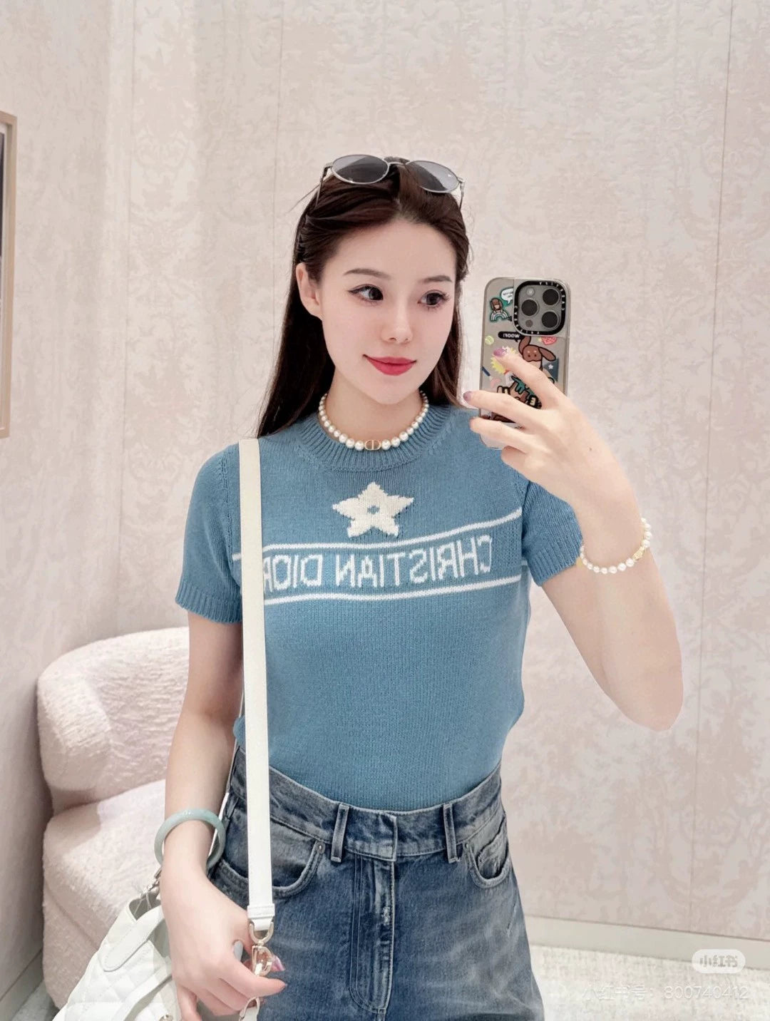 D 25 new star letters cashmere short sleeve sweater