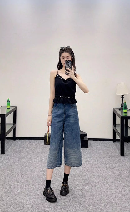 C 25 Summer new style Spaghetti strap camellia vest