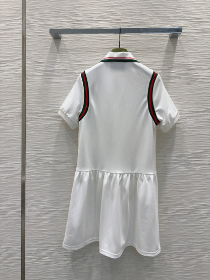 G 25 New Clashing Stripes Lapel Short Sleeve Casual Dresses