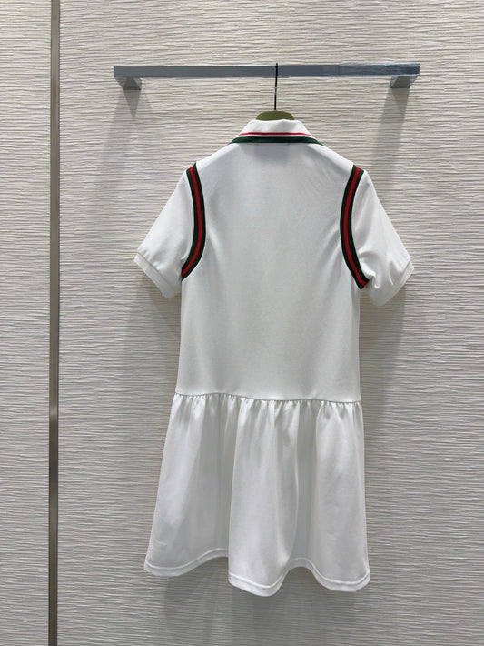 G 25 New Clashing Stripes Lapel Short Sleeve Casual Dresses