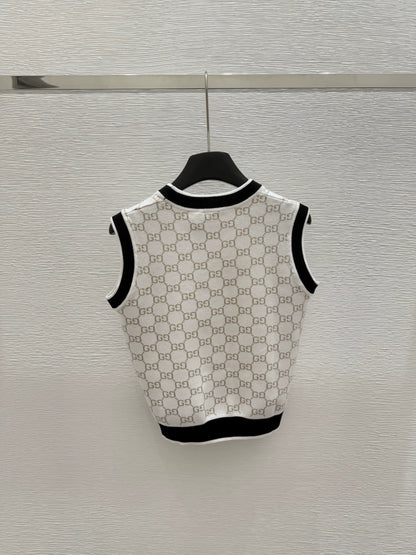 g 25 New color clashing letters round neck sleeveless knitted undershirt