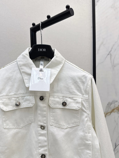 D 25Ss Early Fall New Back Print Denim Jacket（white green pink）