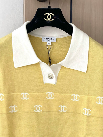 C 25 New Black Yellow Pink Flip Neck Short Sleeve