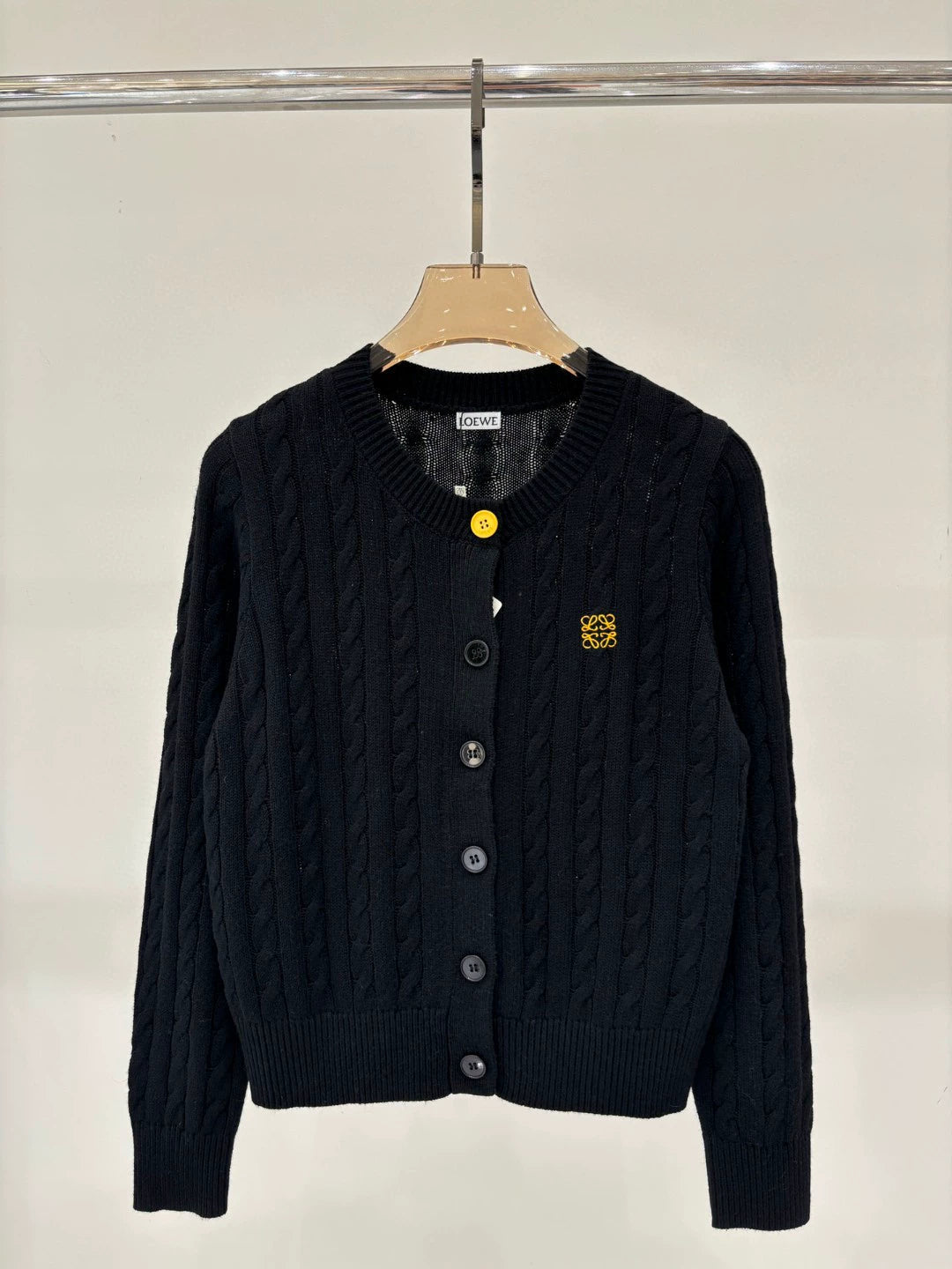 LO 25 Spring and Summer New Round Neck Letter Logo Embroidered Button Knitted Cardigan