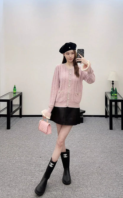 C 25 autumn and winter new striped knitted cardigan