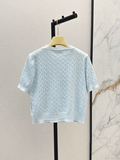 M 25 Spring and Summer New Ageing Style Knitted Short Sleeve