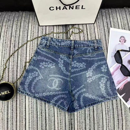 C 25 New Printed Denim Shorts