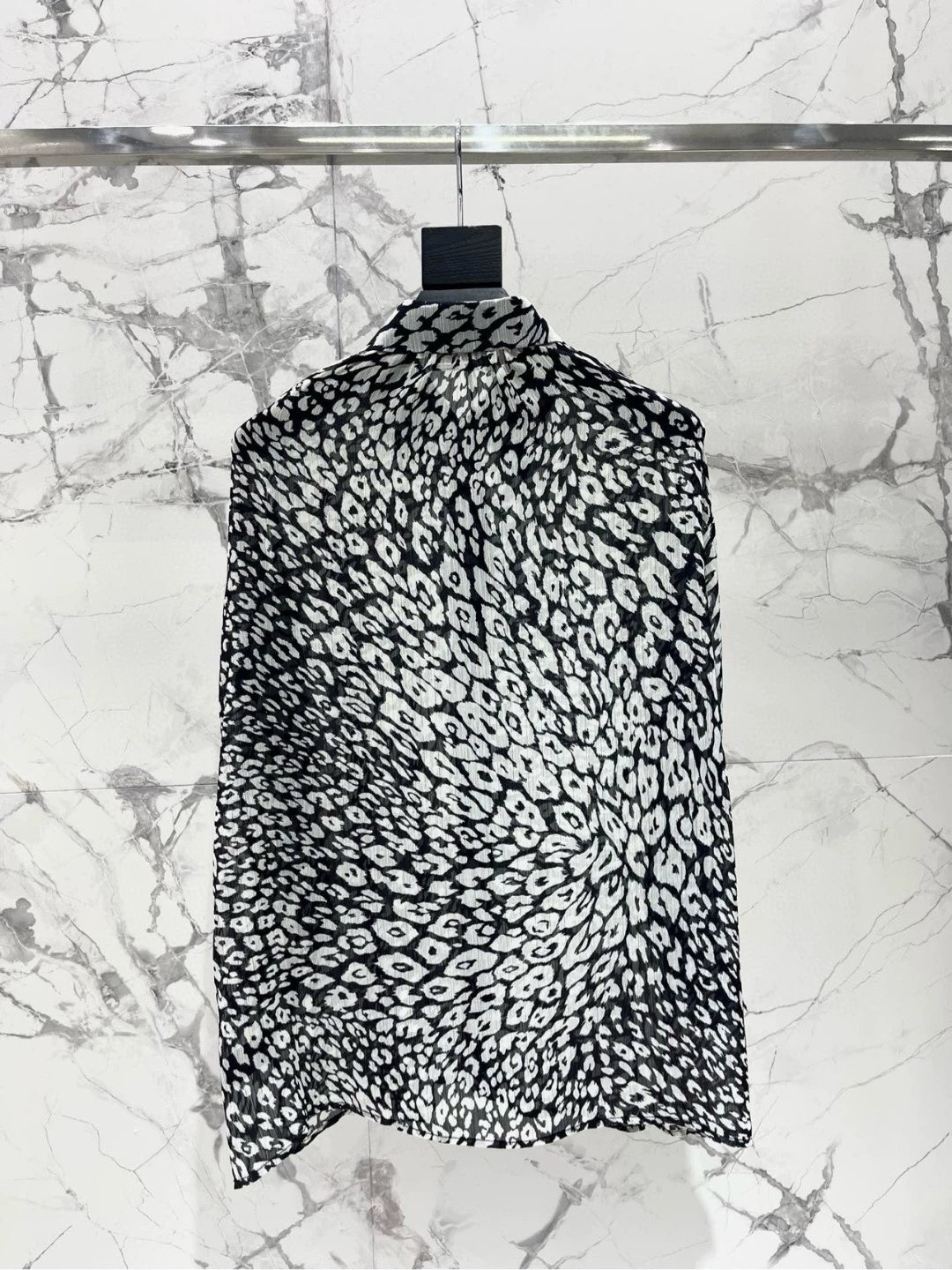 Y 25 New Leopard Print Lightweight Slightly Transparent Lapel Long Sleeve Shirt