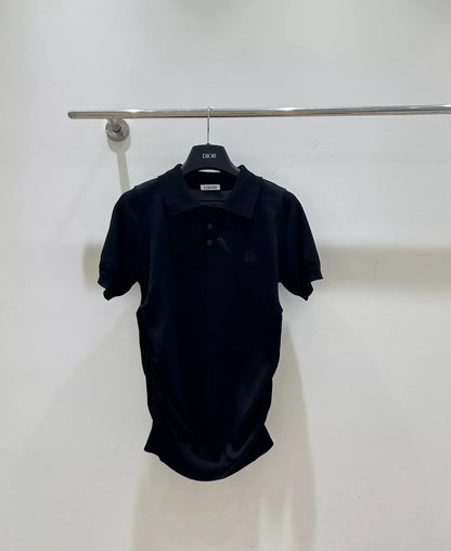 LO 25 Spring and Summer New Lapel Short Sleeve Knitted Sweater