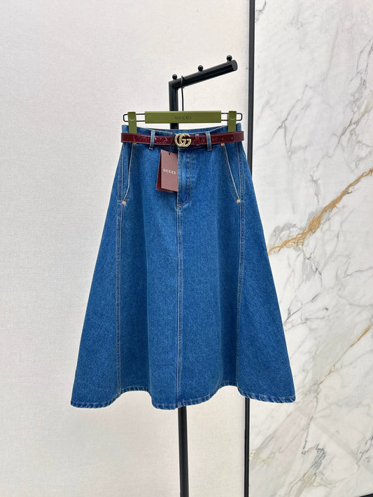 G 25 new denim skirt with letter belt