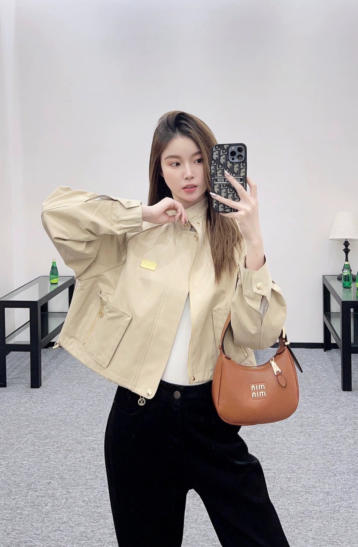 L 25 stand collar zip-up jacket
