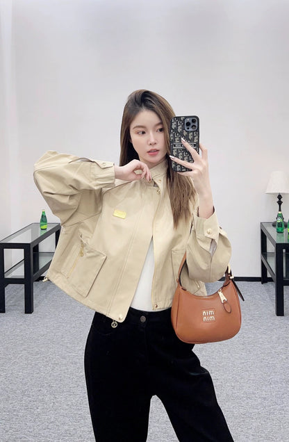 L 25 stand collar zip-up jacket