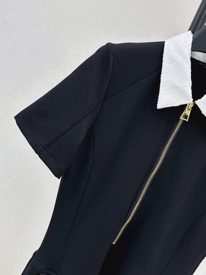 L 25 Spring/Summer New Letter Color Collision Lapel Dresses