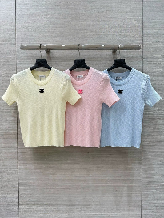 C 25 Dopamine Colorway Knit Short Sleeve Top