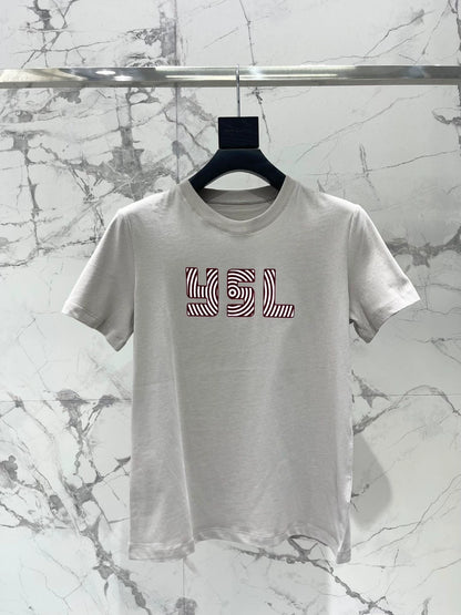 Y 25 New Flocked Letter Print Short Sleeve T-Shirt