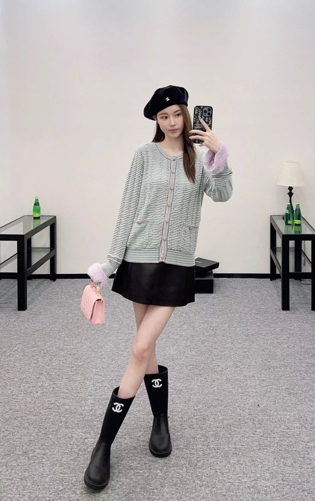 C 25 autumn and winter new striped knitted cardigan