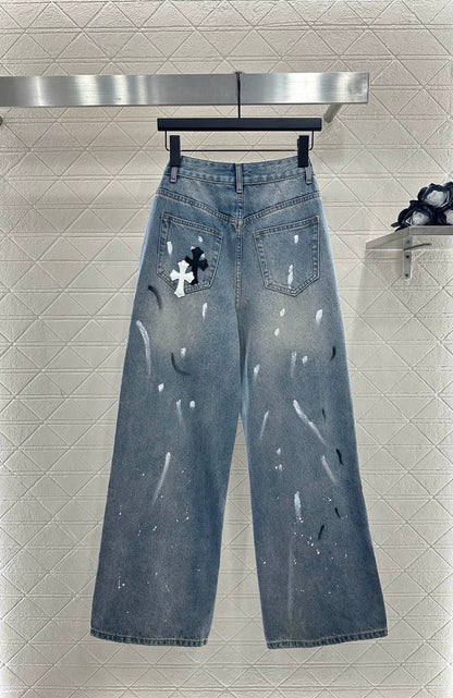 CH 25 new ink-splashed cross logo jeans