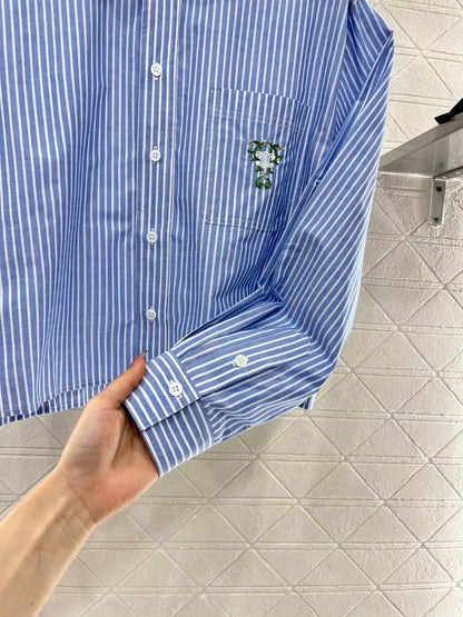 CE 25 new lapel embroidered striped shirt