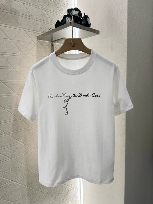 C 25 Round neck embroidered letters short sleeve T-shirt