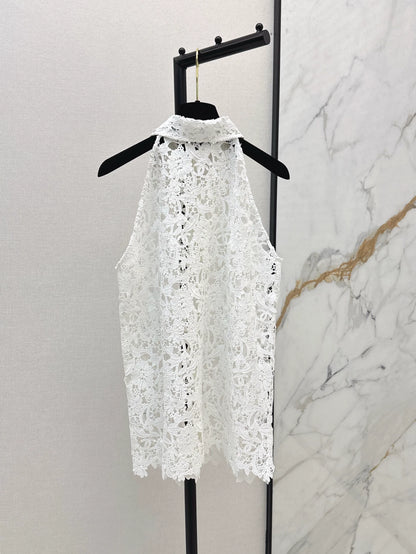 C 25 Spring and Summer New Hollow Pattern Vest Shirt