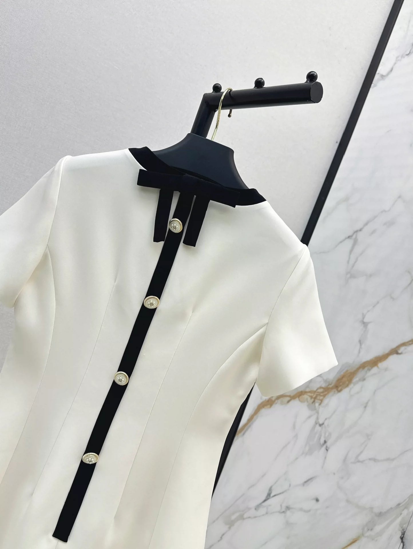 V 25 new contrast color edge bow dress