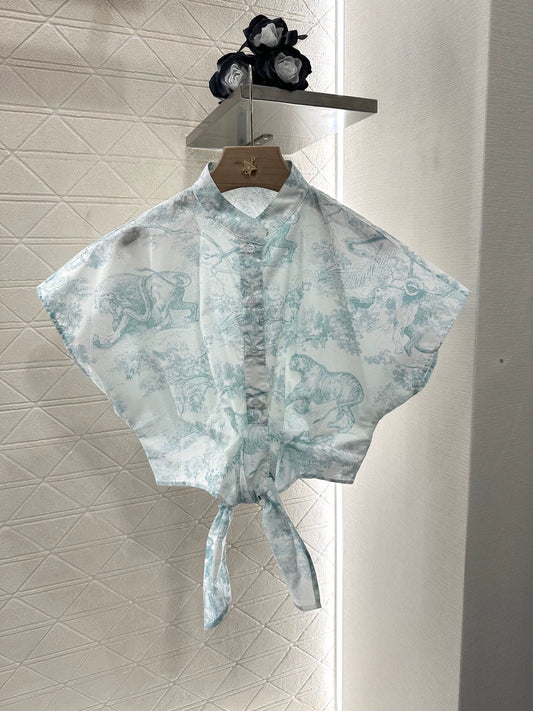 D 25 new jungle animal print Tie short shirt