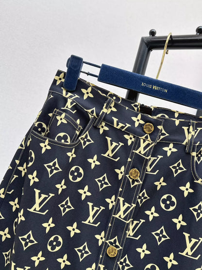 L 25 Spring/Summer New Old Flower Denim Half-body Skirt
