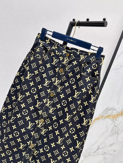 L 25 Spring/Summer New Old Flower Denim Half-body Skirt