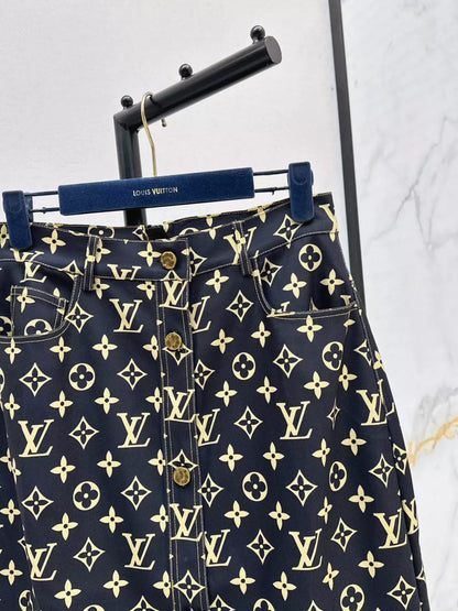 L 25 Spring/Summer New Old Flower Denim Half-body Skirt