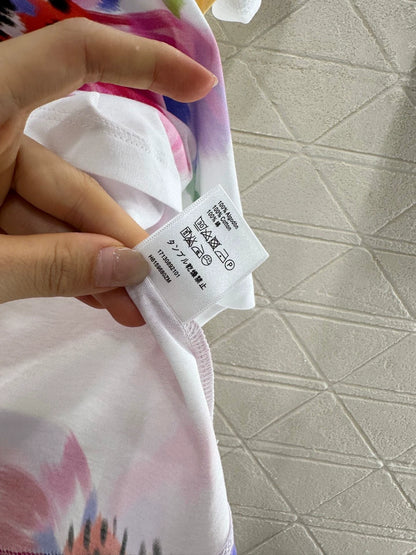 LO 25 New Swoosh Floral Print Round Neck Short Sleeve T-Shirt