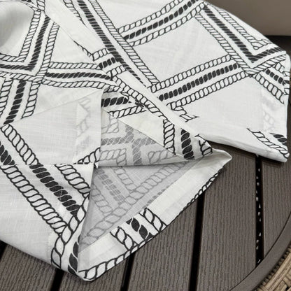 H 25 Summer Vintage Chain Print Linen Loose Trousers