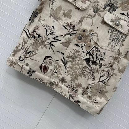 D 25 New Fresh and elegant ink print denim vest