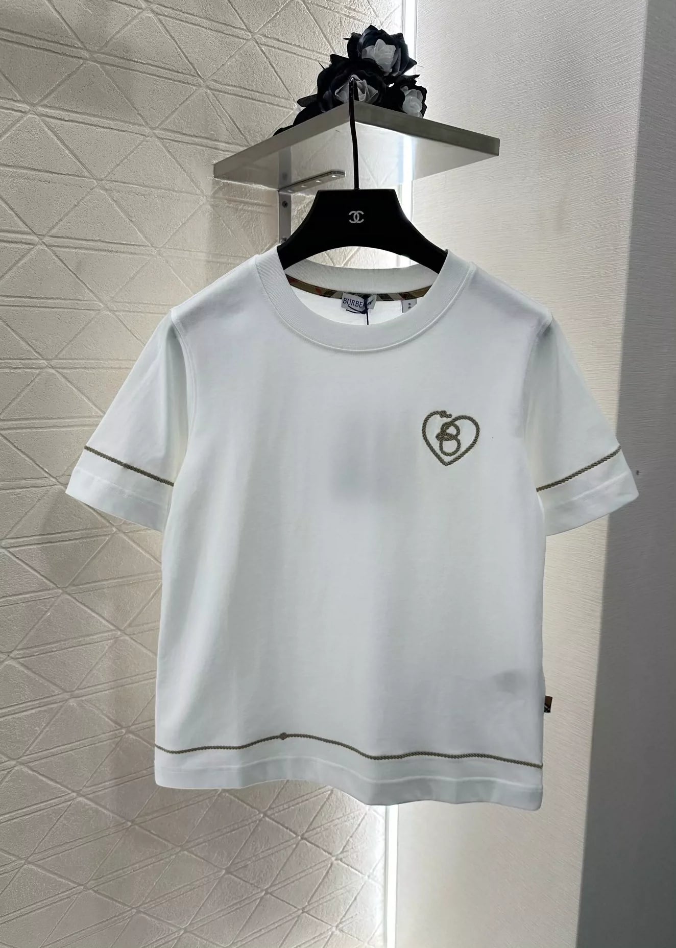 BRU 25ss New round neck embroidered knot short-sleeved T-shirt