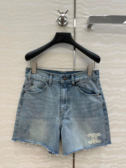 Ce 25 New Hand Hook Embroidered Denim Shorts