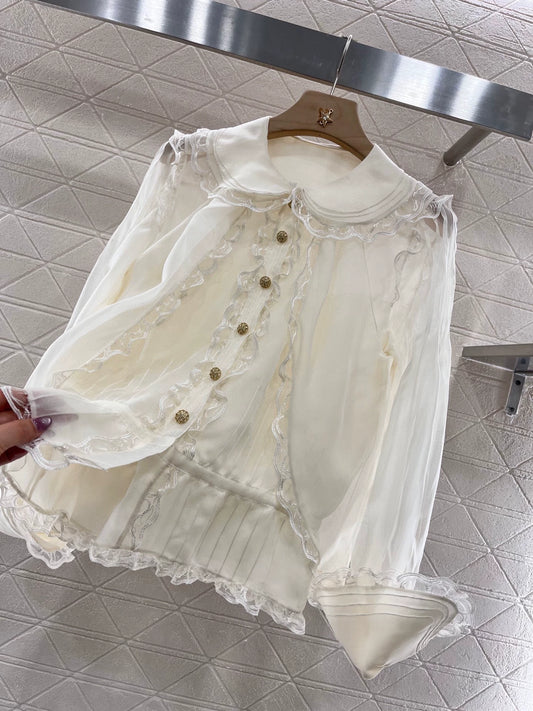 C 25 New Lace Lace Silk Shirt