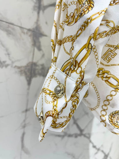 BA 25 new retro classic moon print long sleeve silk shirt