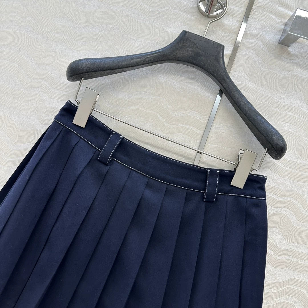 M 25 New navy blue college style teenage girl pressed pleated short half skirt