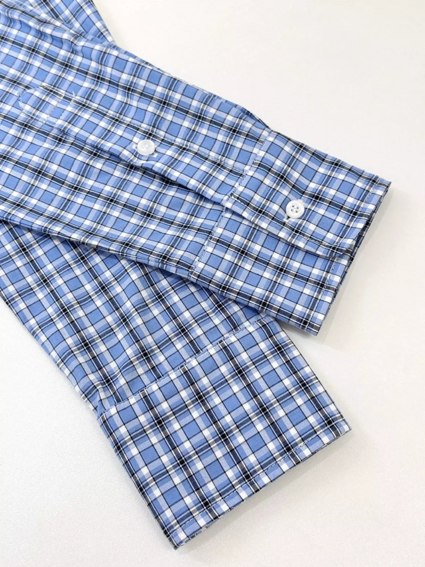 25 Summer new style stitching contrast color plaid long sleeves