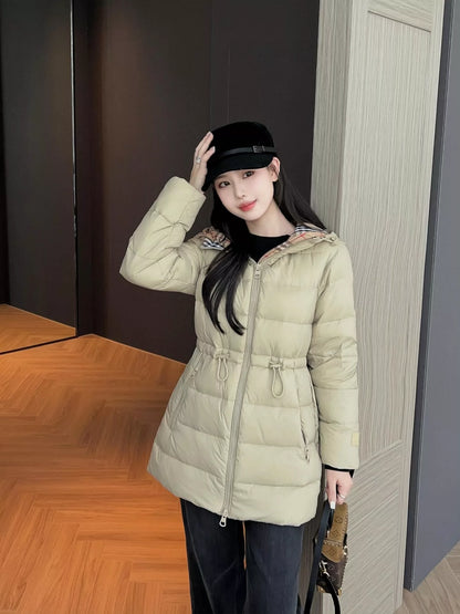 BRU 25fw Hooded drawstring waist down jacket