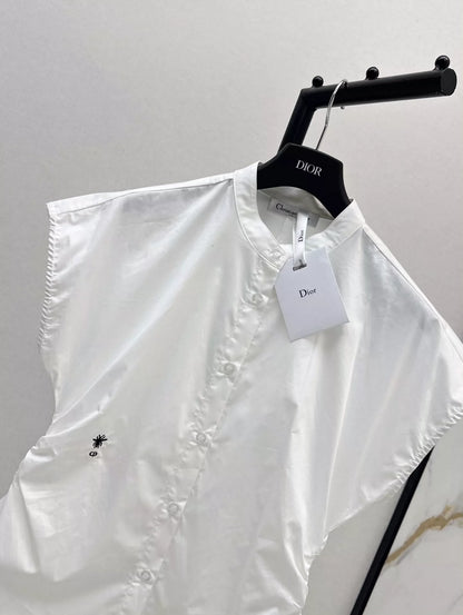 D 25 Spring/Summer New Minimalist Waisted Standing Collar Shirt