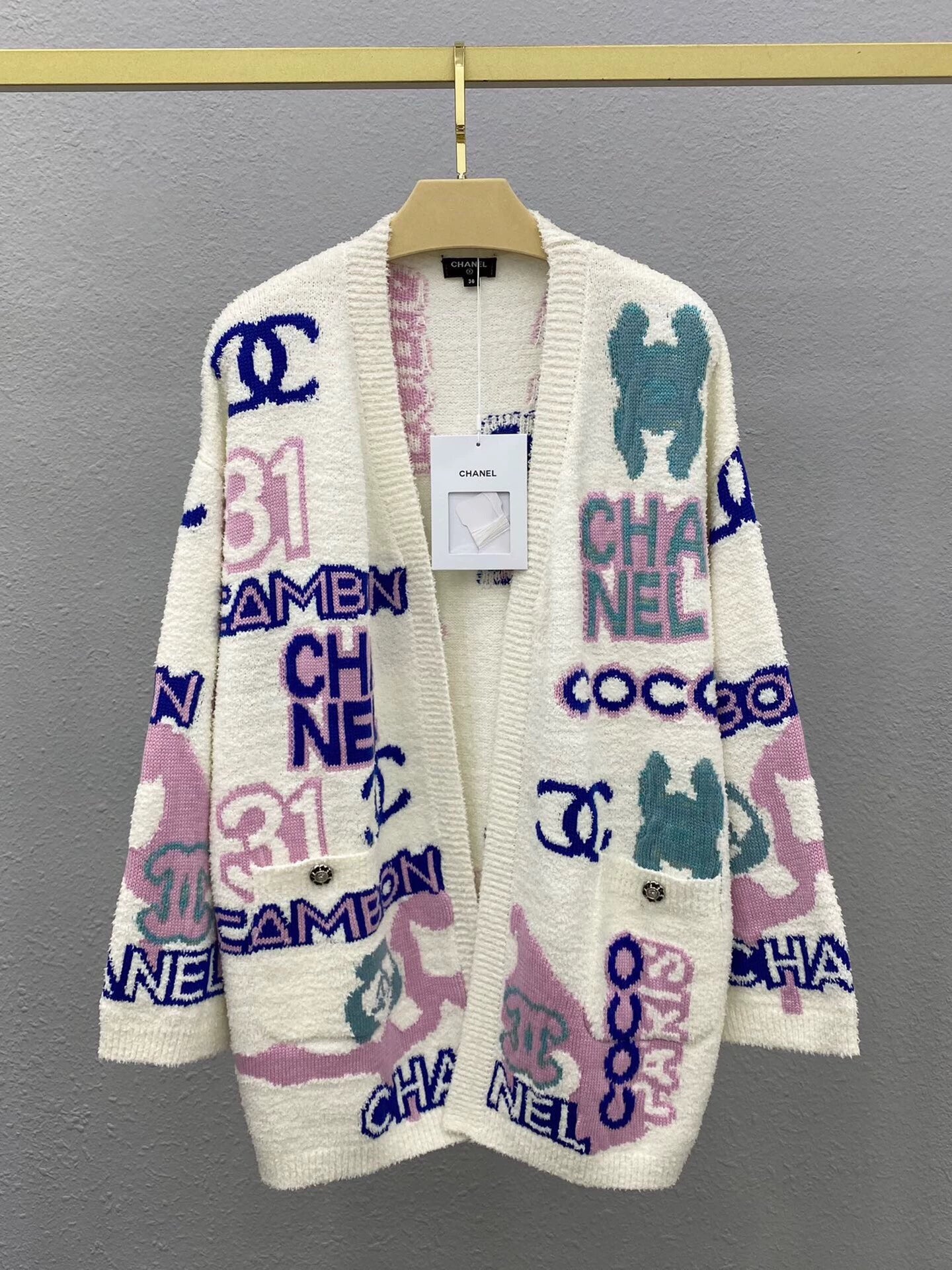 C 25 Handcrafted series lettering jacquard cardigan jacket