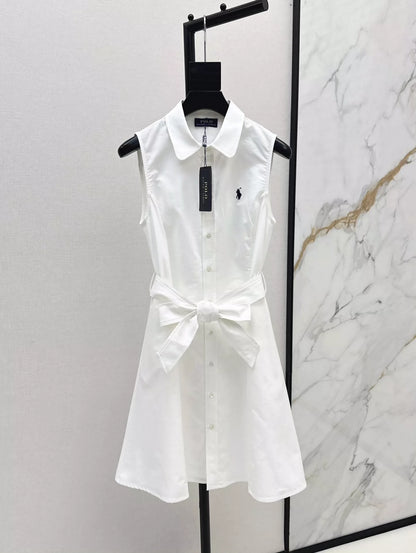 Ra 25 Spring Summer New Embroidery Lapel Sleeveless Dresses