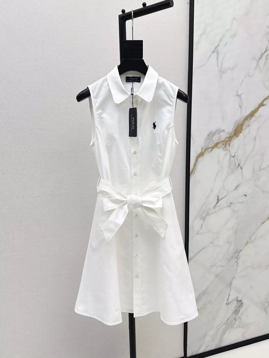 Ra 25 Spring Summer New Embroidery Lapel Sleeveless Dresses